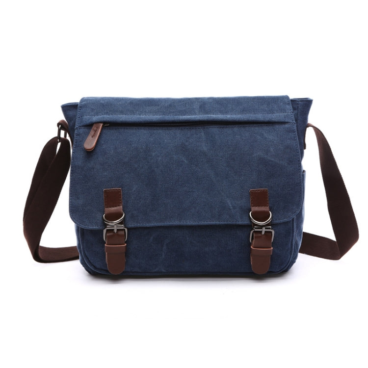 Versatile Canvas Shoulder Messenger Bag Business Computer Bag, Color: Dark Blue Medium
