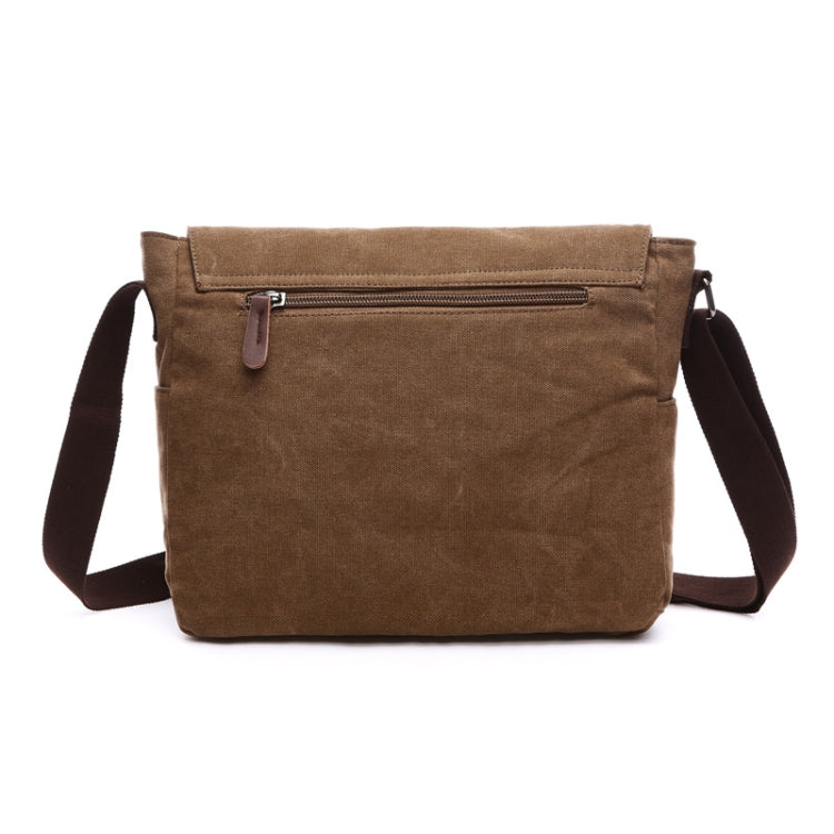 Versatile Canvas Shoulder Messenger Bag Business Computer Bag, Color: Coffee Medium