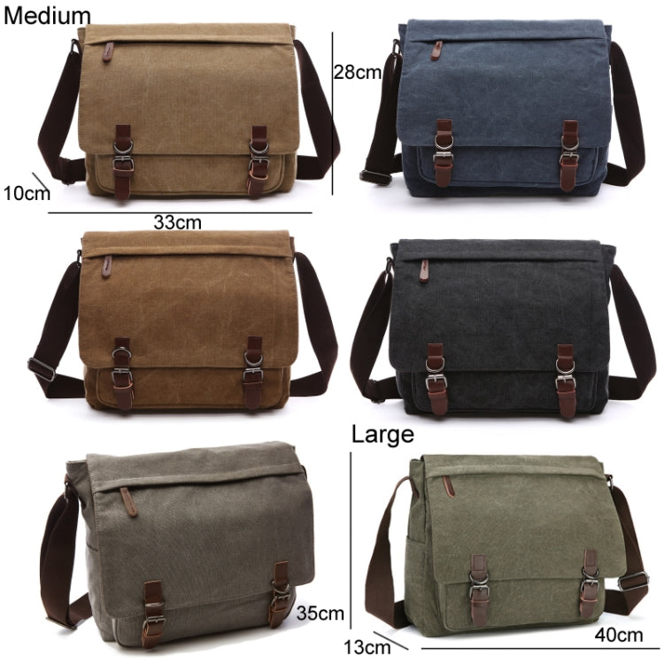 Versatile Canvas Shoulder Messenger Bag Business Computer Bag, Color: Green Medium
