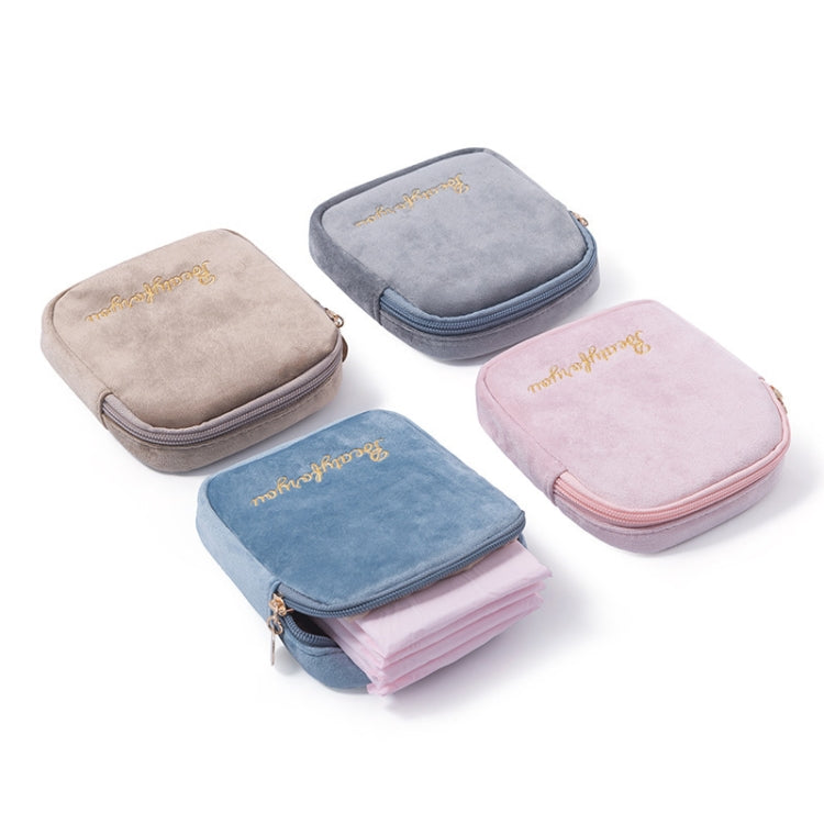 Plush Cloth Sanitary Napkin Storage Bag Sanitary Pad Storage Bag(Gray)