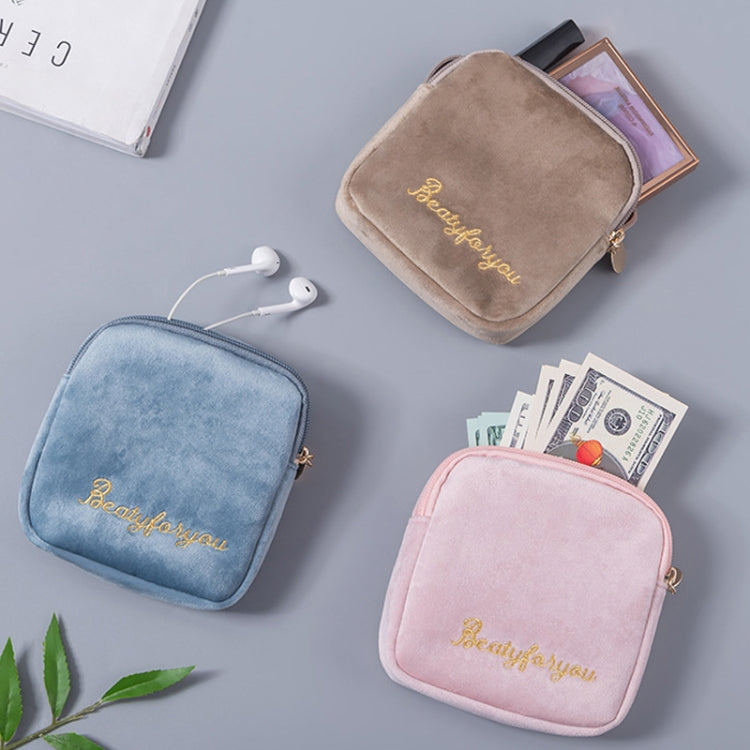 Plush Cloth Sanitary Napkin Storage Bag Sanitary Pad Storage Bag(Gray)