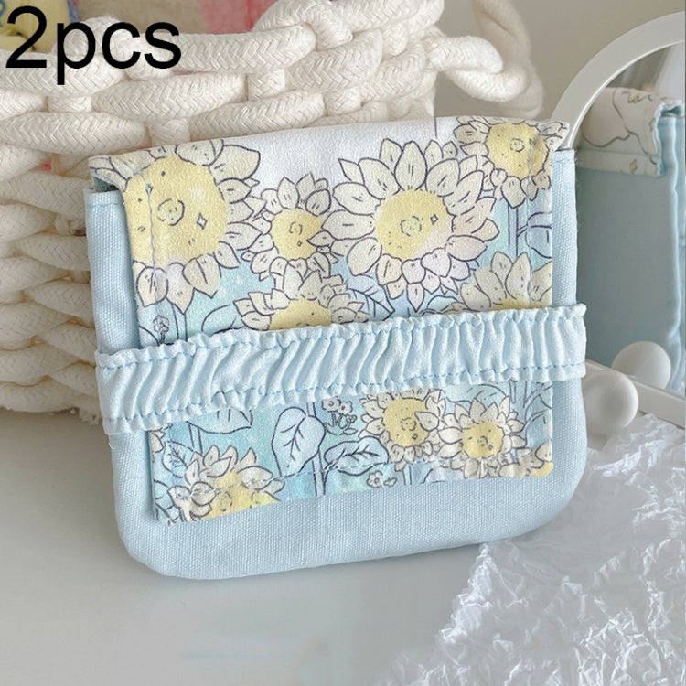 BD0443 2pcs Cartoon Pattern Large Capacity Sanitary Storage Bags(Sunflower)