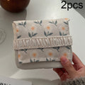 BD0443 2pcs Cartoon Pattern Large Capacity Sanitary Storage Bags(Beige Flower)