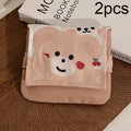 BD0443 2pcs Cartoon Pattern Large Capacity Sanitary Storage Bags(Coffee Cherry Bear)