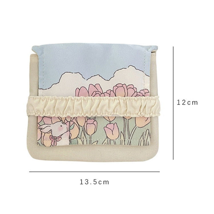 BD0443 2pcs Cartoon Pattern Large Capacity Sanitary Storage Bags(Green Flower)
