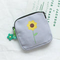 Sanitary Napkin Storage Bag Large Capacity Little Bag Canvas Simple Short Wallet(Light Purple)
