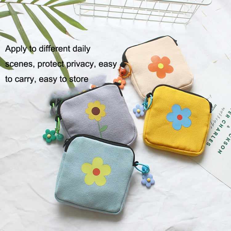 Sanitary Napkin Storage Bag Large Capacity Little Bag Canvas Simple Short Wallet(Sky Blue)