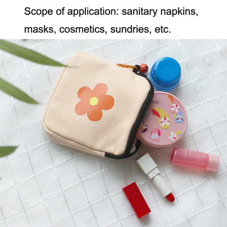Sanitary Napkin Storage Bag Large Capacity Little Bag Canvas Simple Short Wallet(Orange)