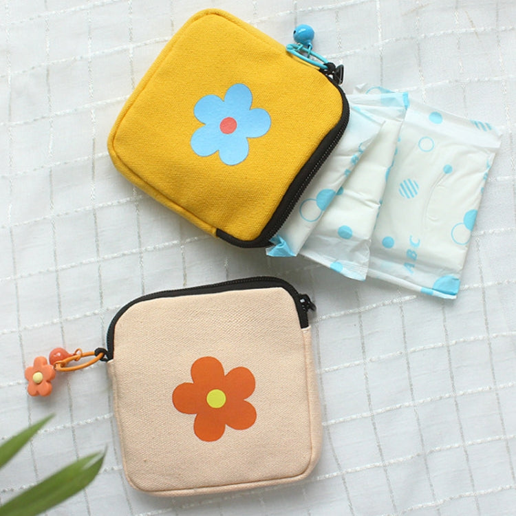 Sanitary Napkin Storage Bag Large Capacity Little Bag Canvas Simple Short Wallet(Sky Blue)