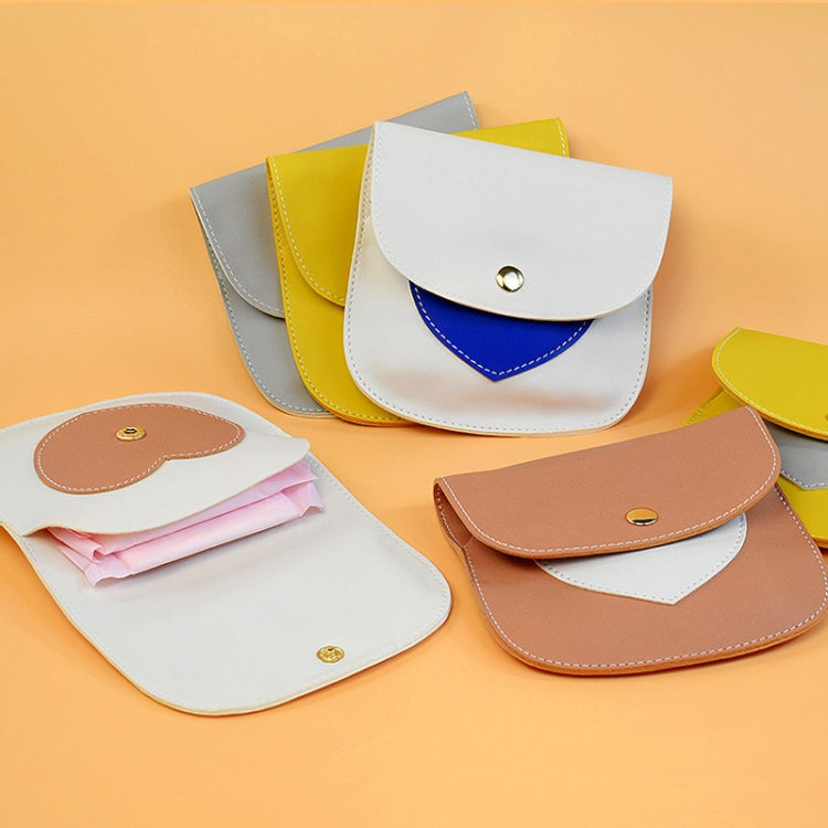 Portable Large Capacity PU Sanitary Napkin Pad Storage Bag(Skin+White)