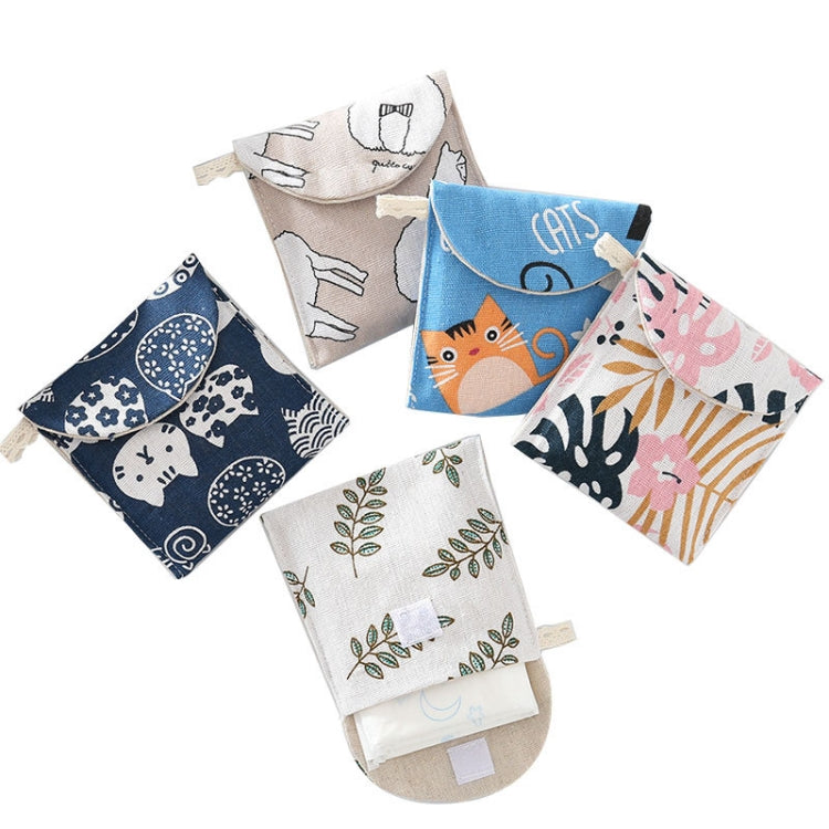 8pcs Cotton and Linen Sanitary Napkin Storage Bag Handy Clutch Bag(Turtle)