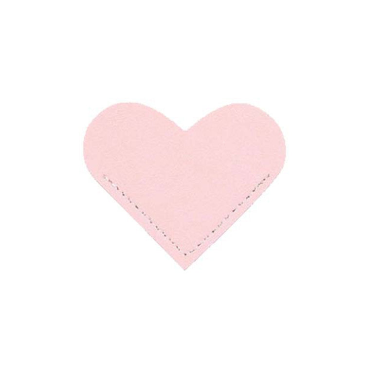 Mini Business Student Library Portable PU Leather Heart Shaped Bookmark(Girl Pink)