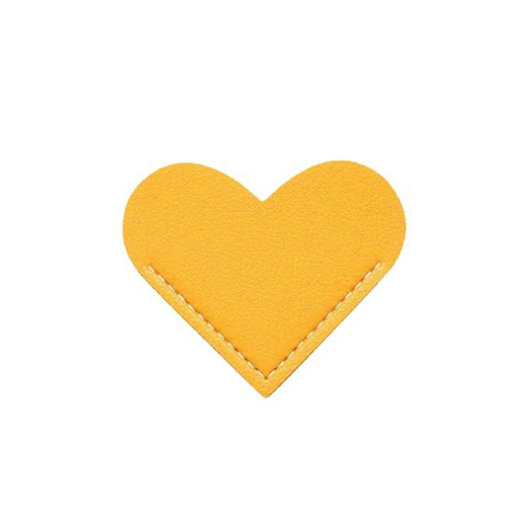 Mini Business Student Library Portable PU Leather Heart Shaped Bookmark(Bright Yellow)