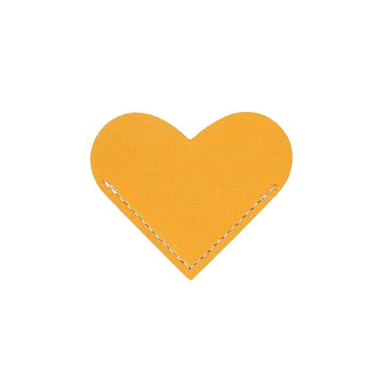 Mini Business Student Library Portable PU Leather Heart Shaped Bookmark(Ginger)