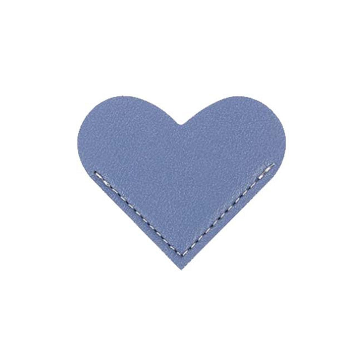 Mini Business Student Library Portable PU Leather Heart Shaped Bookmark(Light Blue)