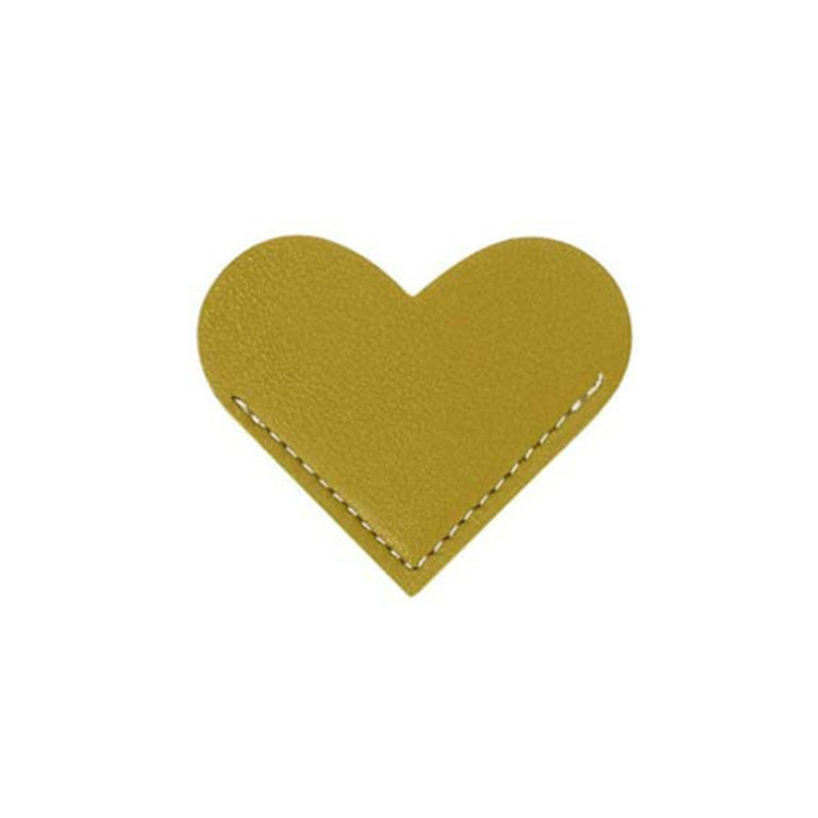 Mini Business Student Library Portable PU Leather Heart Shaped Bookmark(Apple Green)