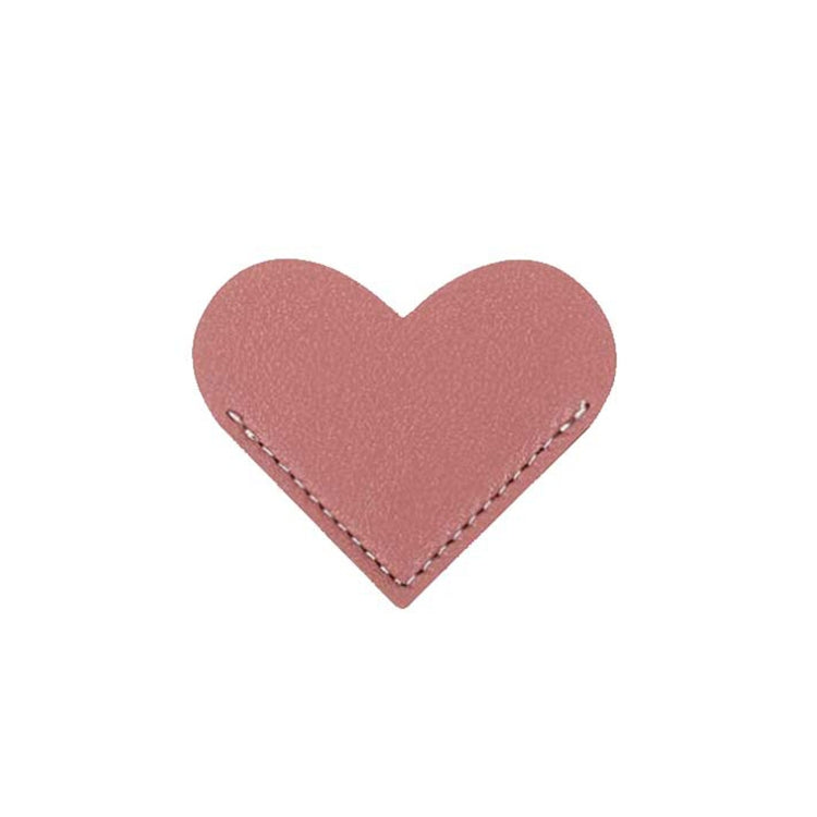 Mini Business Student Library Portable PU Leather Heart Shaped Bookmark(Light Purple)