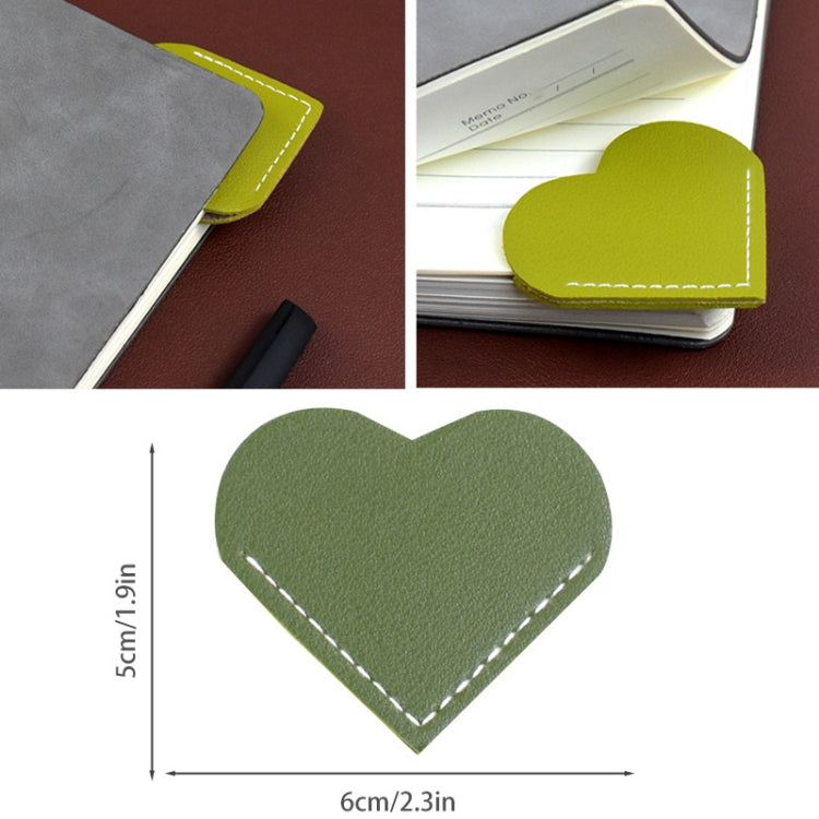 Mini Business Student Library Portable PU Leather Heart Shaped Bookmark(Girl Pink)