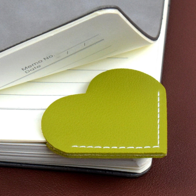 Mini Business Student Library Portable PU Leather Heart Shaped Bookmark(Girl Pink)