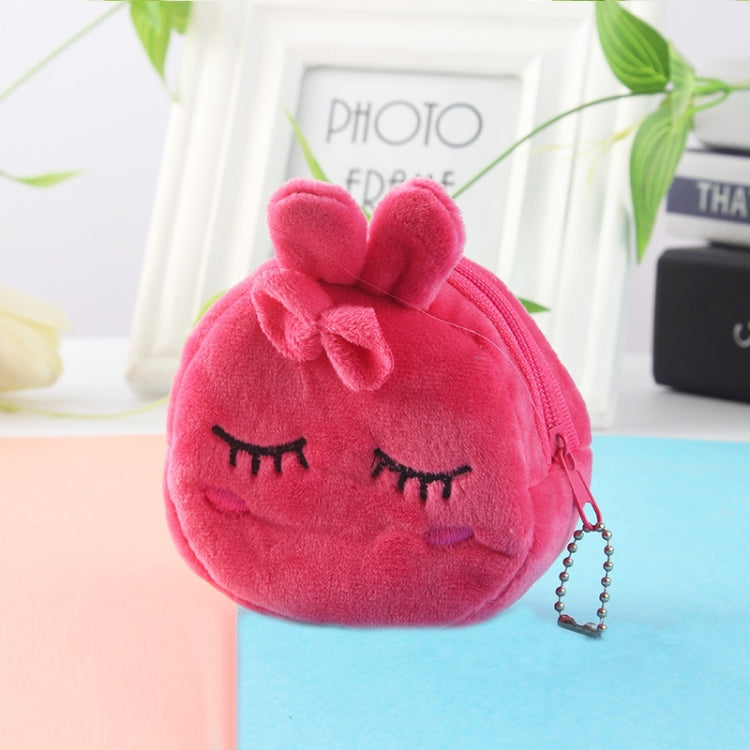 2pcs Children Cartoon Plush Three-dimensional Key Coin Purse(Shy Rabbit)
