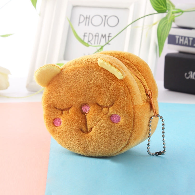 2pcs Children Cartoon Plush Three-dimensional Key Coin Purse(Shy Bear)