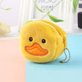 2pcs Children Cartoon Plush Three-dimensional Key Coin Purse(Yellow Duckling)