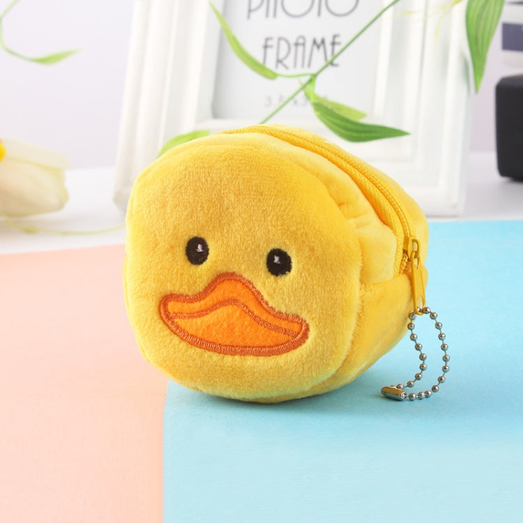 2pcs Children Cartoon Plush Three-dimensional Key Coin Purse(Yellow Duckling)