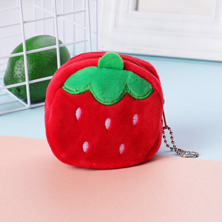 2pcs Children Cartoon Plush Three-dimensional Key Coin Purse(Red Strawberry)