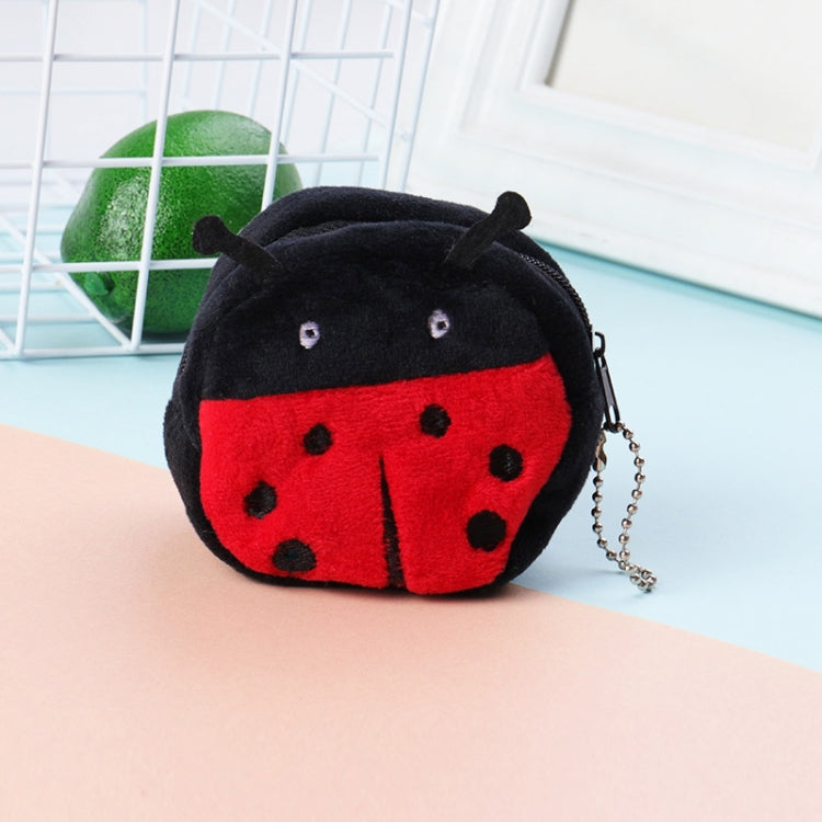 2pcs Children Cartoon Plush Three-dimensional Key Coin Purse(Ladybug)