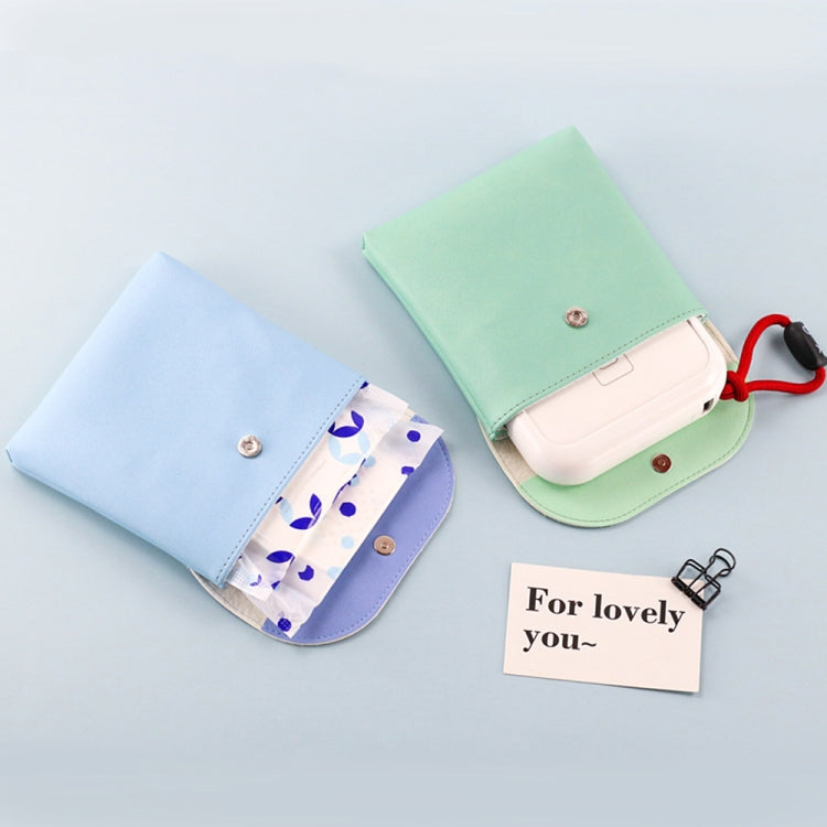 D9900 Simple Lipstick Bag PU Leather Sanitary Storage Bags(Green)