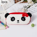 3pcs Children Cute Animal Plush Pencil Bag Stationery Storage Bag, Color: Female Panda