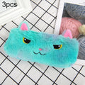 3pcs Laser Color Kitten Plush Student Stationery Pencil Case(Concentration)