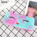 3pcs Laser Color Kitten Plush Student Stationery Pencil Case(Squint)