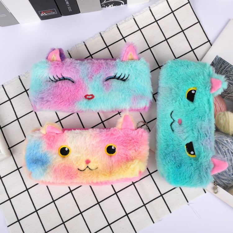 3pcs Laser Color Kitten Plush Student Stationery Pencil Case(Squint)