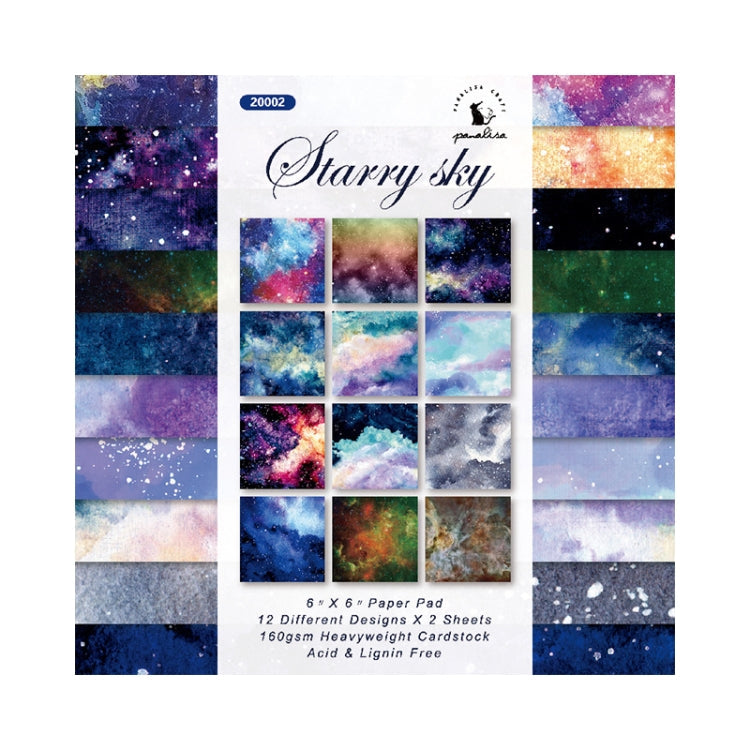 6 Inch 24 Sheets  Scrapbooking Background Paper Art Handmade Crafts(Watercolor Starry Sky)