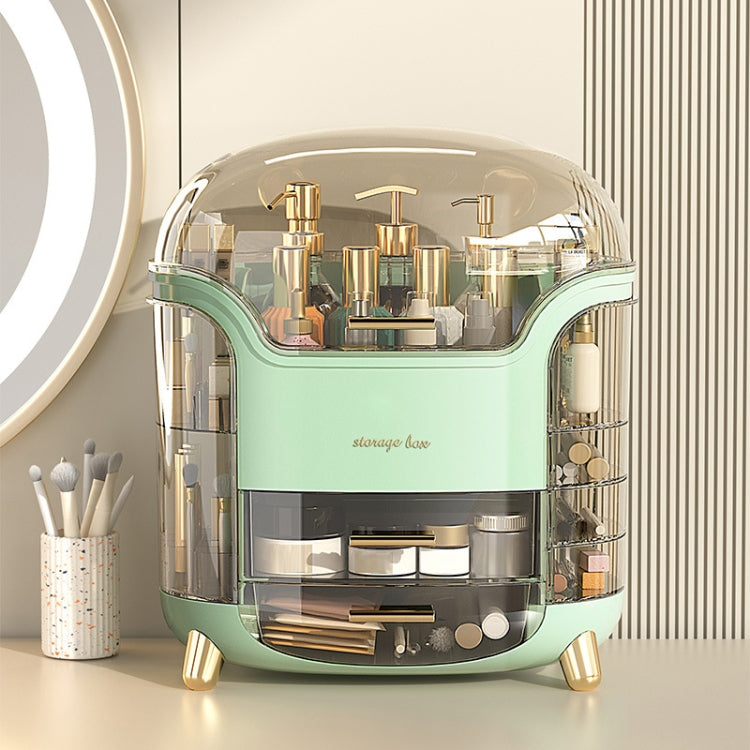 Desktop Dressing Table Cosmetic Dustproof Storage Box(Green)