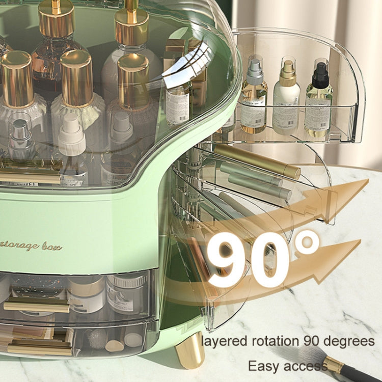 Desktop Dressing Table Cosmetic Dustproof Storage Box(Green)