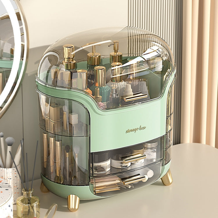 Desktop Dressing Table Cosmetic Dustproof Storage Box(Green)