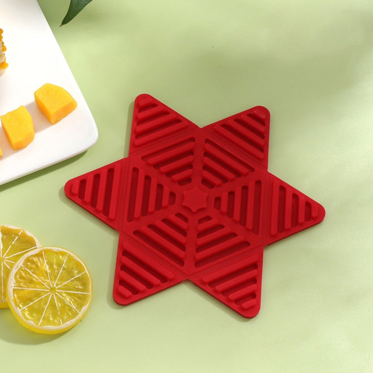 Folding Pot Cushion Silicon Tea Cup Insulation Pad House Table Non-slip Place Mats(Red)