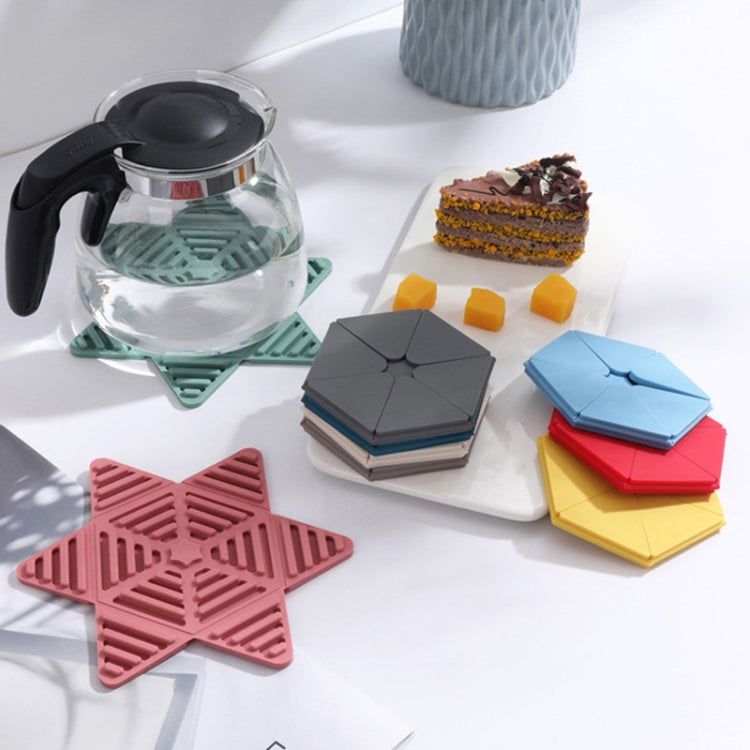 Folding Pot Cushion Silicon Tea Cup Insulation Pad House Table Non-slip Place Mats(Yellow)