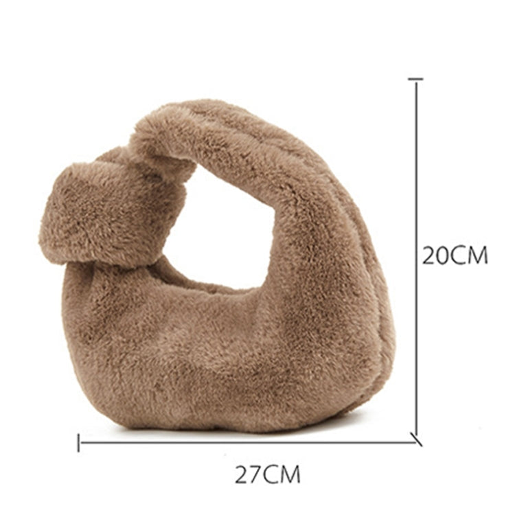 H6725 Autumn and Winter Rabbit Fleece Handbag Knotted Plush Tote(Olive Green)