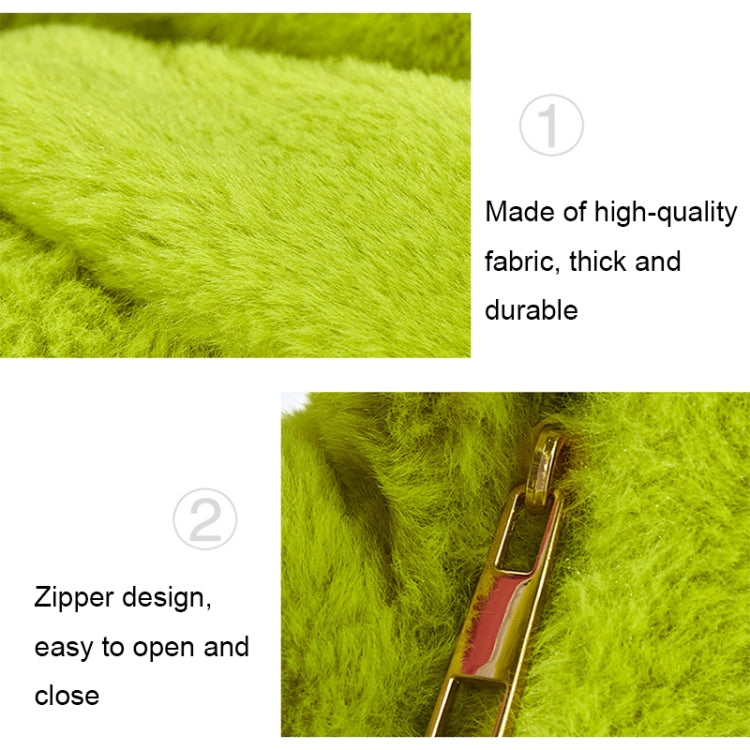 H6725 Autumn and Winter Rabbit Fleece Handbag Knotted Plush Tote(Olive Green)