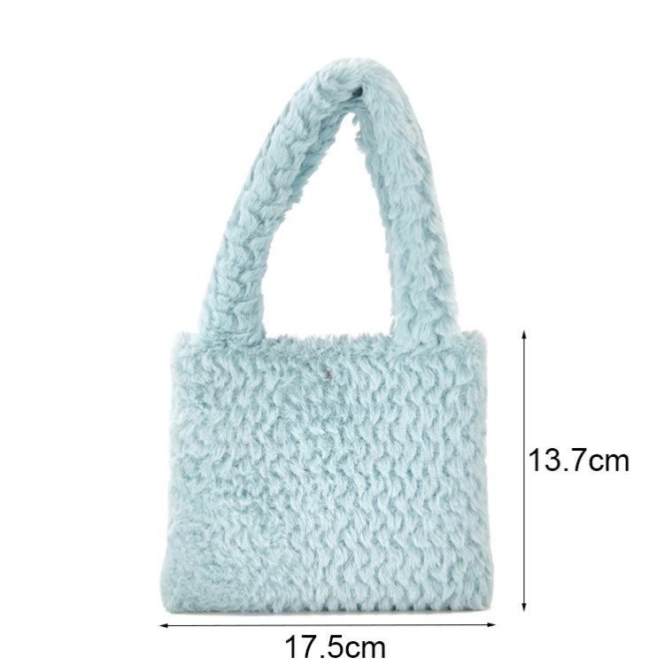 H6302-1 Autumn and Winter Plush Plaid Small Handbag(Sky Blue)