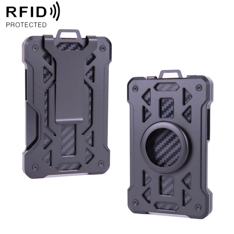 For AirTag Tracker Card Holder Metal Anti-Theft RFID Wallet(A Model Black)