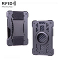 For AirTag Tracker Card Holder Metal Anti-Theft RFID Wallet(B Model Black)