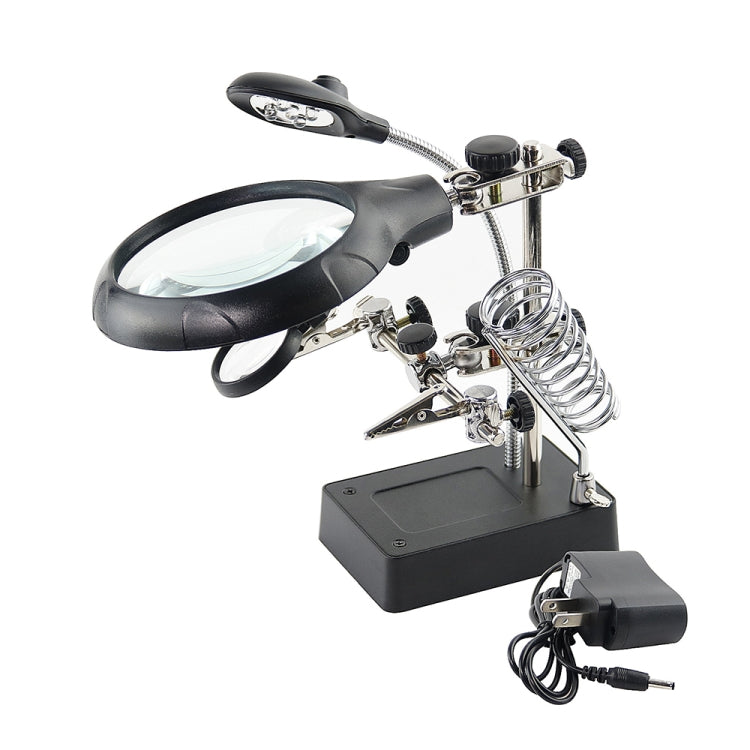 16129-C 2.5X/7.5X/10X LED Lighting Auxiliary Bracket Maintenance Magnifier(US Plug)