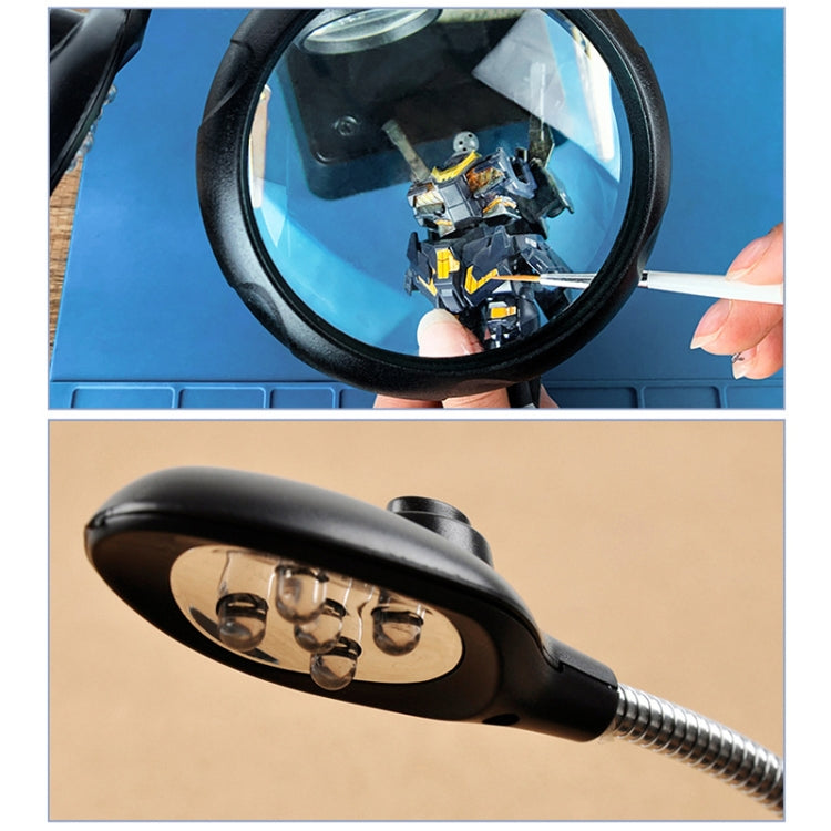 16129-C 2.5X/7.5X/10X LED Lighting Auxiliary Bracket Maintenance Magnifier(EU Plug)
