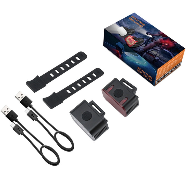 Bicycle Light USB Charging Outdoor LED Riding Lamp Set, Style: Front Light+Tail Light
