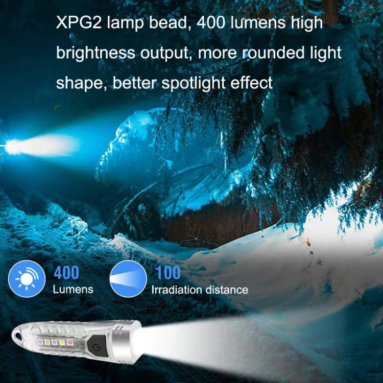 V1 Keychain Lantern Mini Light Flashlight Multifunctional Outdoor Home Flashlight(Transparent White)