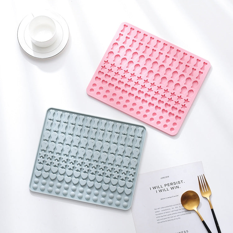 130 Grids Silicone Mat Baking Mold Mini Pet Snacks Dog Food Baking Pan Mold Biscuit Cake Mold(Blue)